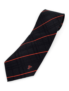 Texas Tech Small Double T on Striped Black Tie – Front view