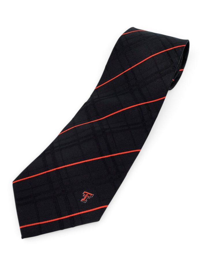 Texas Tech Small Double T on Striped Black Tie – Front view