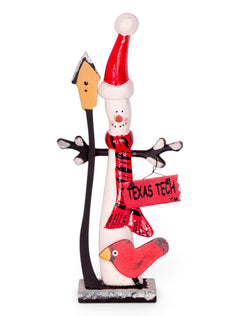 Texas Tech Snowman with Bird House Figurine – Front view
