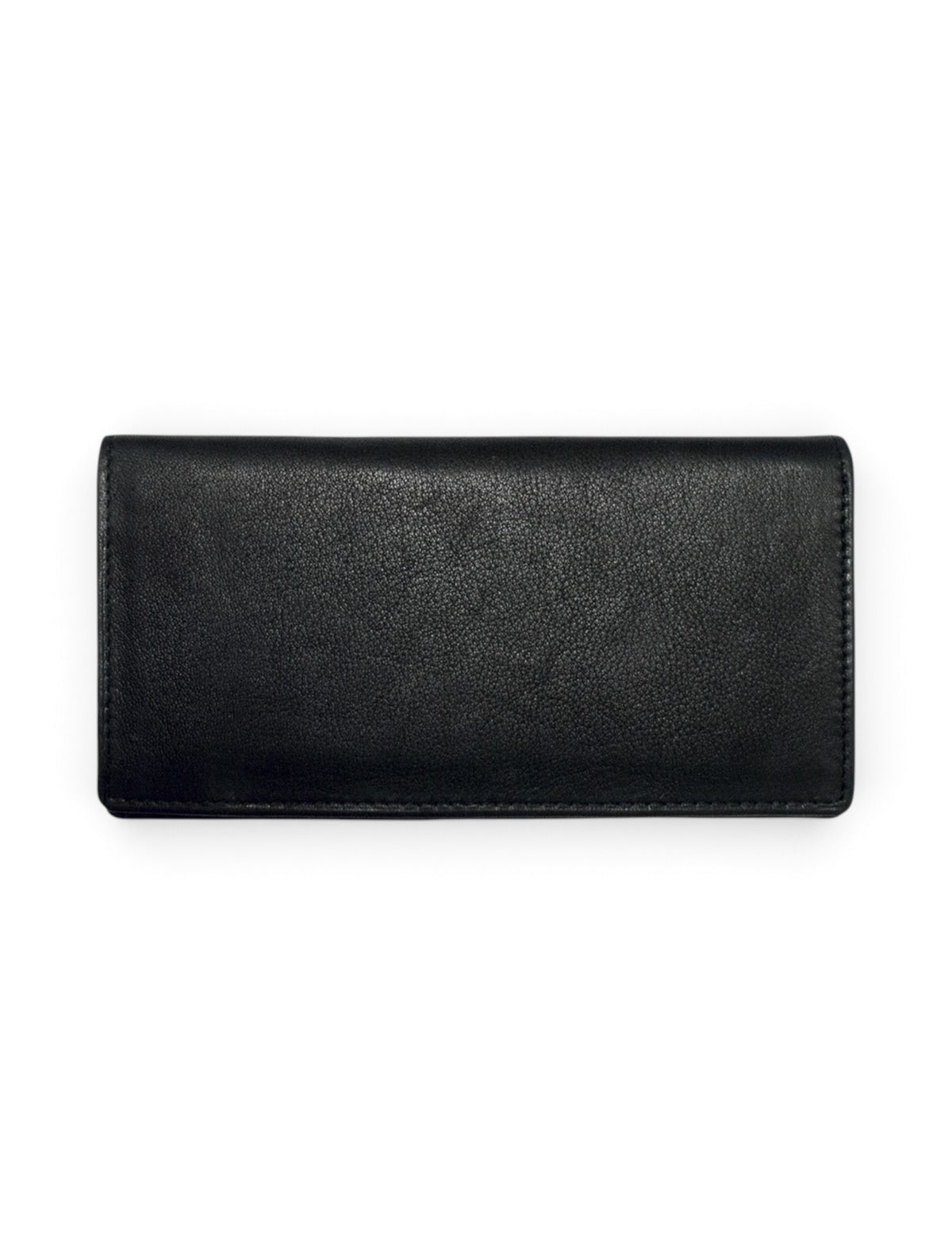 Texas Tech Square Double T Emblem on Black Leather Checkbook Wallet – Back view