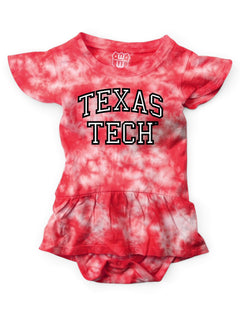 Texas Tech Stacked Tie Dye Onesie – Front view