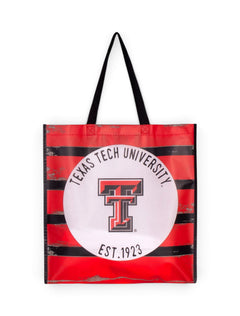 Texas Tech Striped Plastic Picnic Tote – Front view