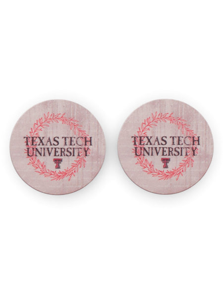Texas Tech University Legacy 2 Pack Wreath Car Coasters – Front view