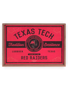 Texas Tech Vintage Label Glass Top Serving Tray – Front view