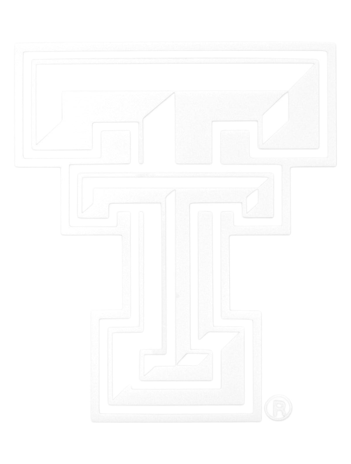 Texas Tech White and Clear Double T Decal – Front view