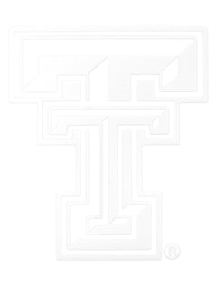 Texas Tech White and Clear Double T Decal – Front view