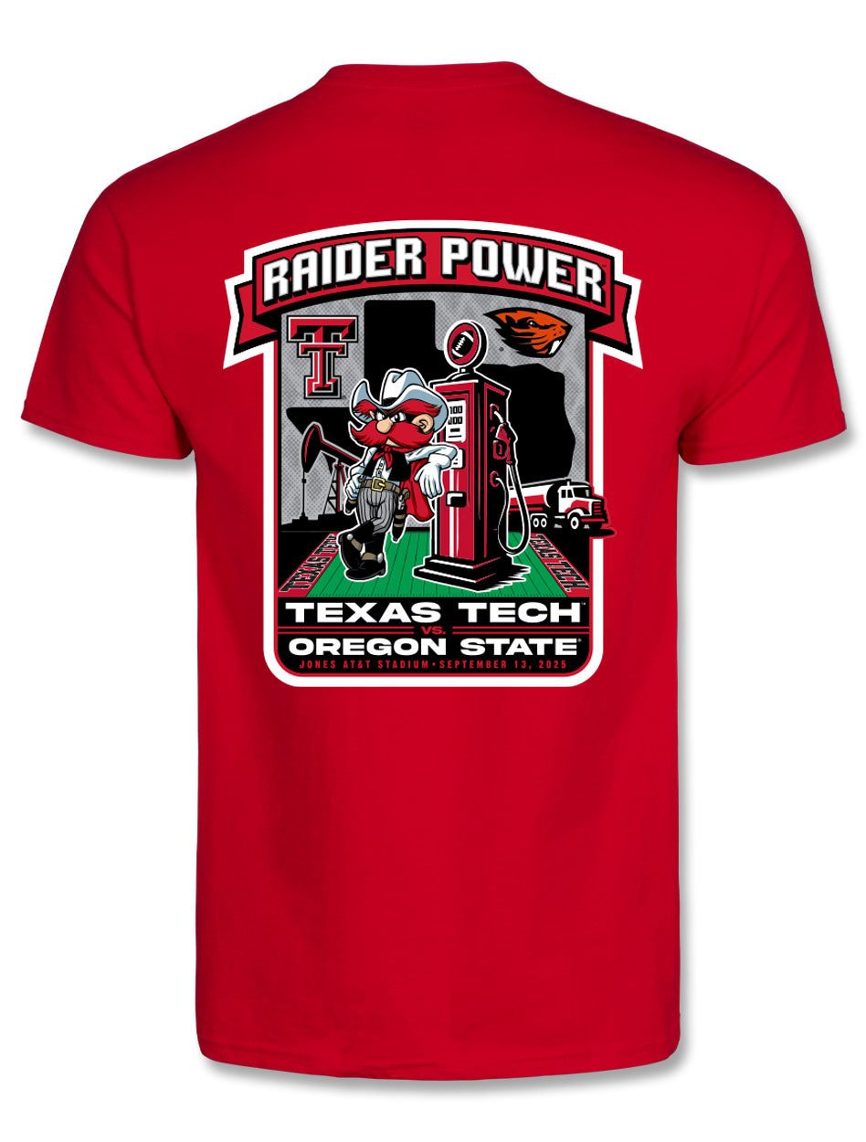 Texas Tech vs. Oregon State 2025 "Raider Power" Energy Gameday Red T-Shirt
