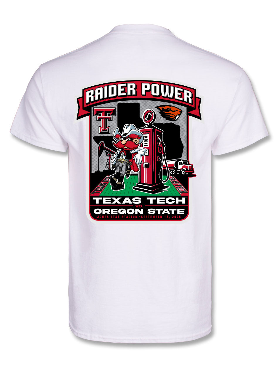 Texas Tech vs. Oregon State 2025 "Raider Power" Energy Gameday White T-Shirt