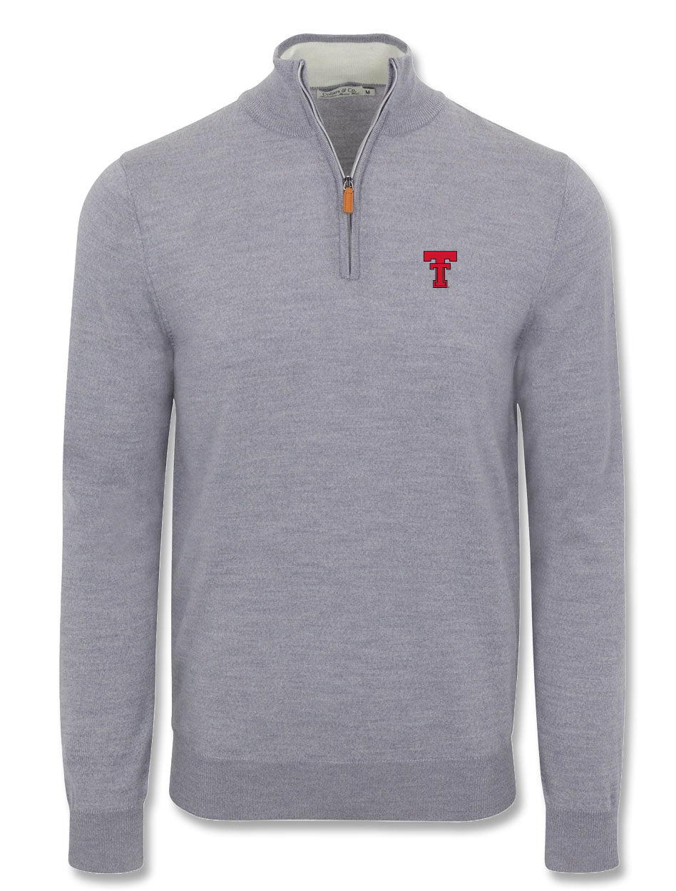 Collars & Co. Texas Tech Vault Double T "Australian Merino Wool" 1/4 Zip Sweater