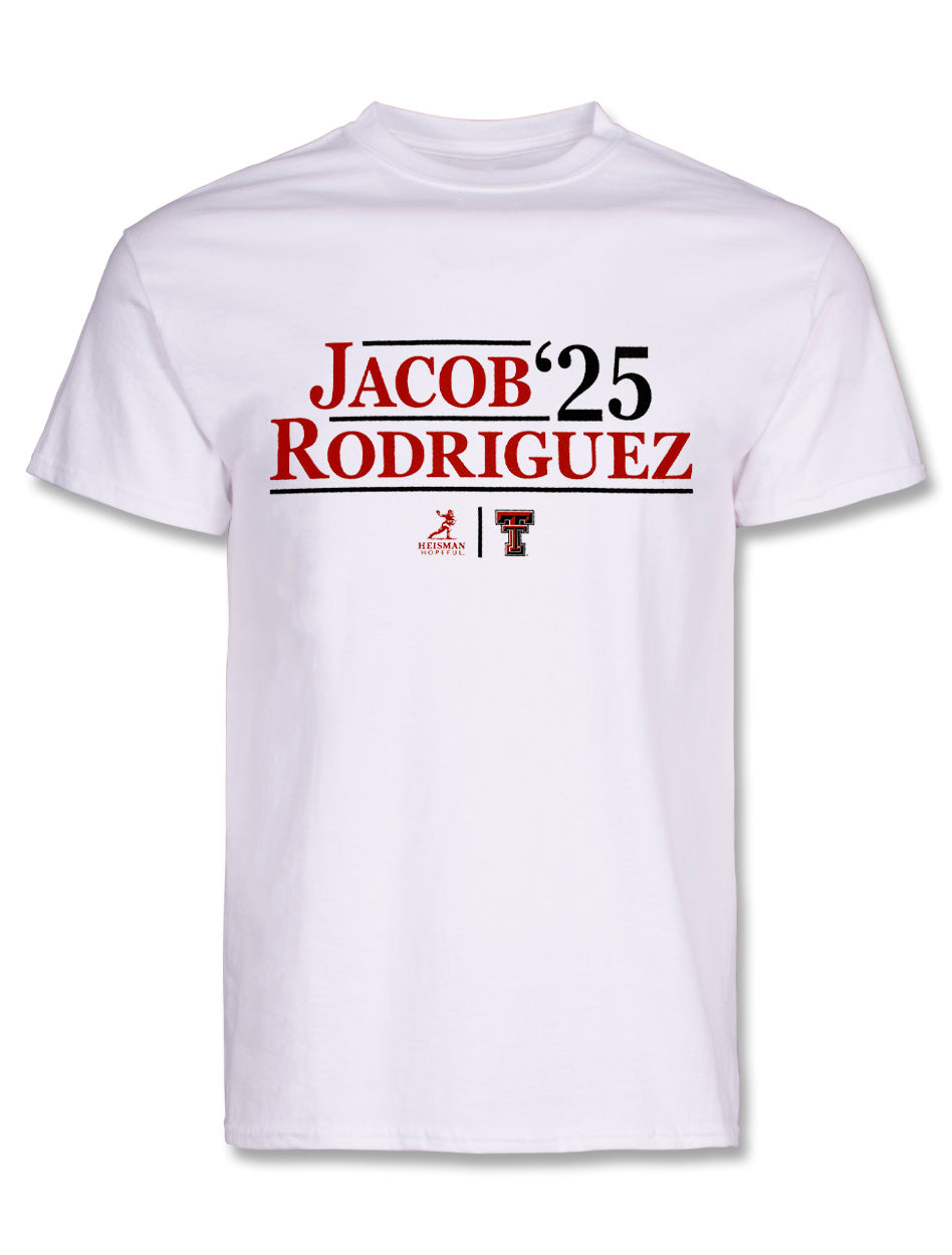 Texas Tech NIL "Jacob Rodriguez '25" Heisman White T-Shirt