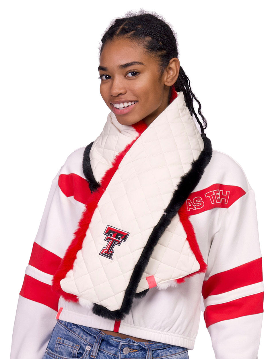 Lusso Texas Tech Double T "Annika" Double Sided Quilted and Plush Scarf