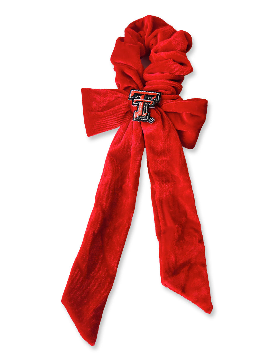 Texas Tech Red Raiders Double T Velvet Scrunchie with Tails