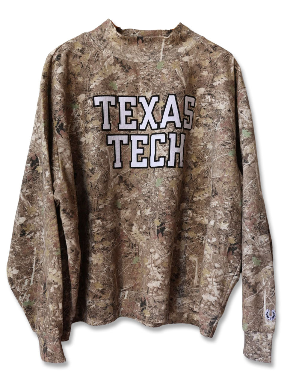 Texas Tech Dark Horse "Tech Stack" Washed Camo Mock Neck Sweatshirt