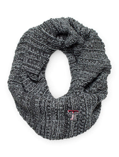 The Game Texas Tech Cable Knit Grey Infinity Scarf – Front view