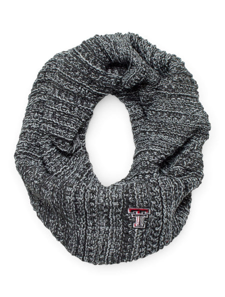 The Game Texas Tech Cable Knit Grey Infinity Scarf – Front view