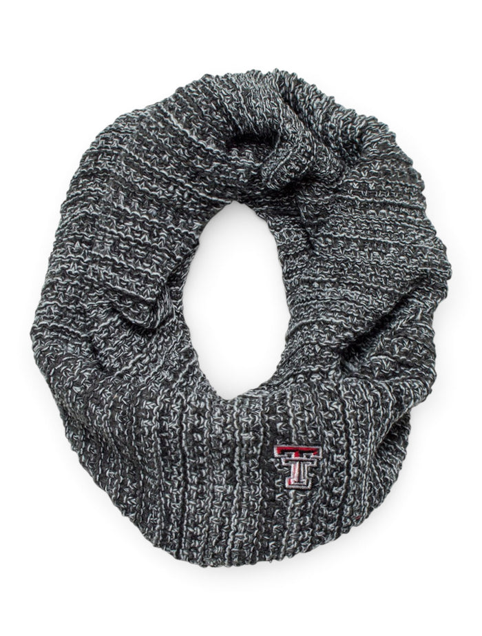 The Game Texas Tech Cable Knit Grey Infinity Scarf – Front view