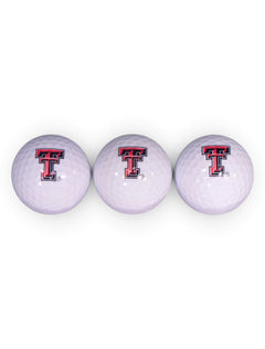 Three Pack of Texas Tech Double T Golf Balls – Front view