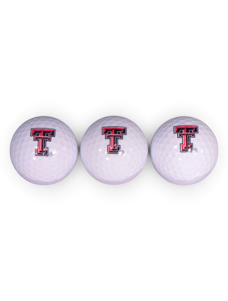 Three Pack of Texas Tech Double T Golf Balls – Front view
