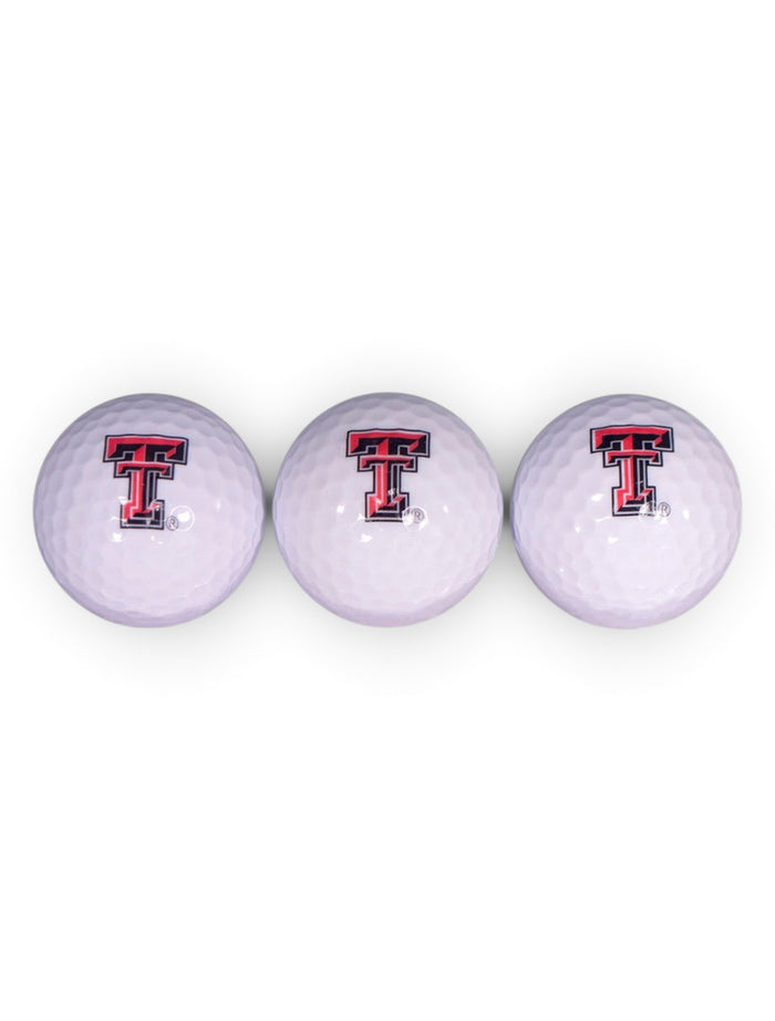 Three Pack of Texas Tech Double T Golf Balls – Front view