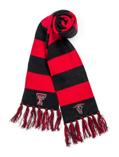 Top of the World Texas Tech Double T Red & Black Striped Scarf – Front view