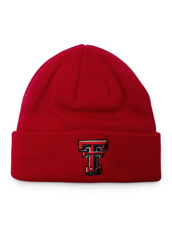 Top of the World Texas Tech Red Raiders Double T Classic Cuffed Knit Beanie – Red front view