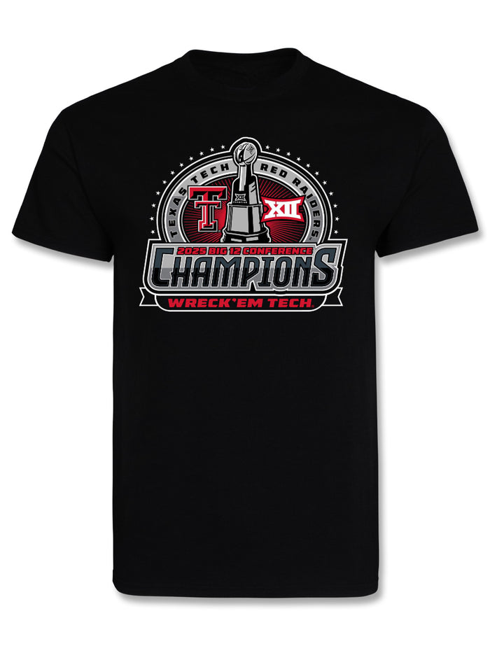 Texas Tech Big 12 CHAMPS - T-Shirt - Trophy Full Circle - BLACK