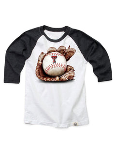Wes And Willy Texas Tech Red Raiders KIDS "Baseball Mitt" Raglan – Front view