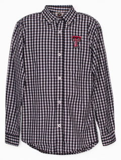 Wes & Willy Texas Tech Gingham YOUTH Dress Shirt – Front view