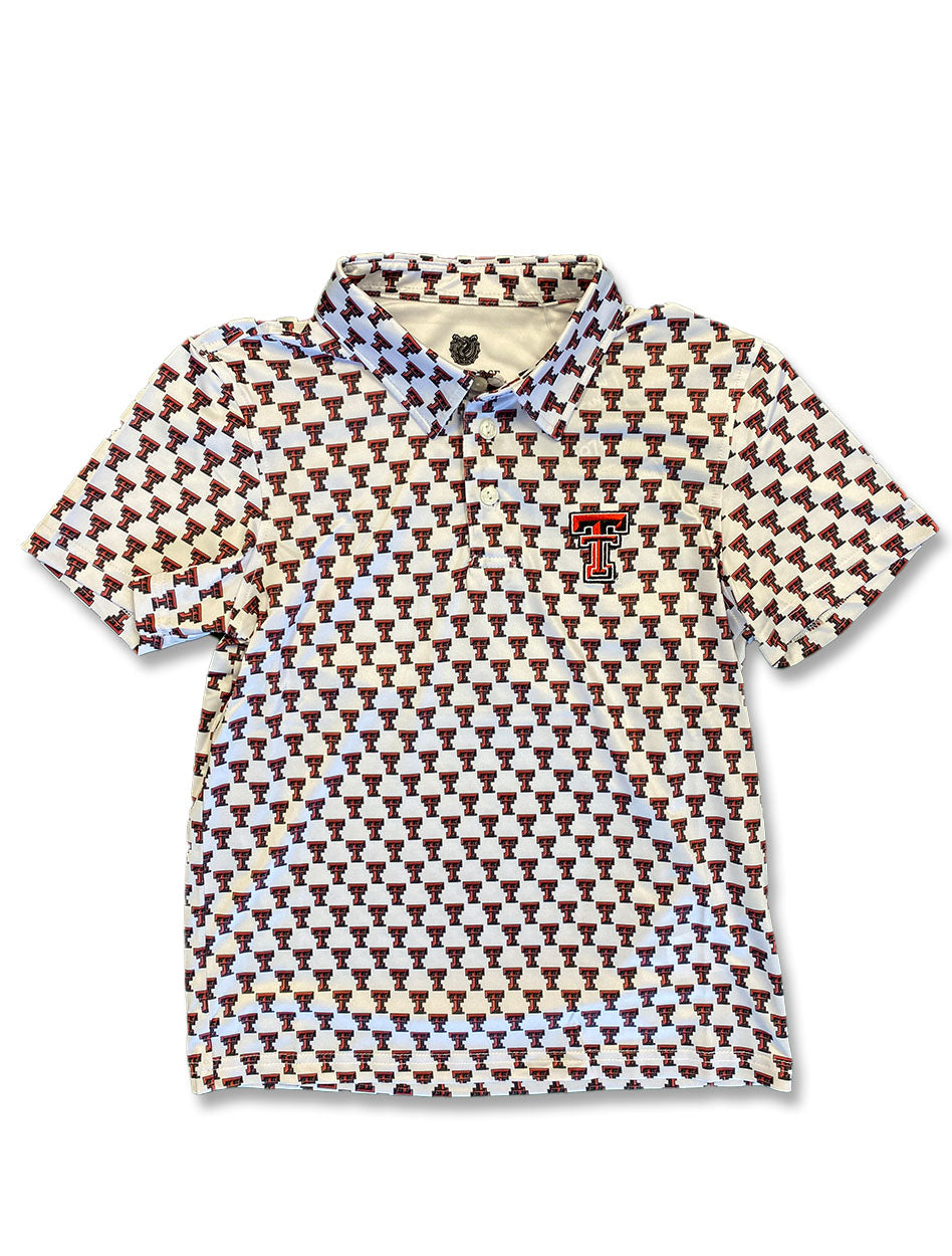 TODDLER Texas Tech Dark Horse "Double T" White Polo