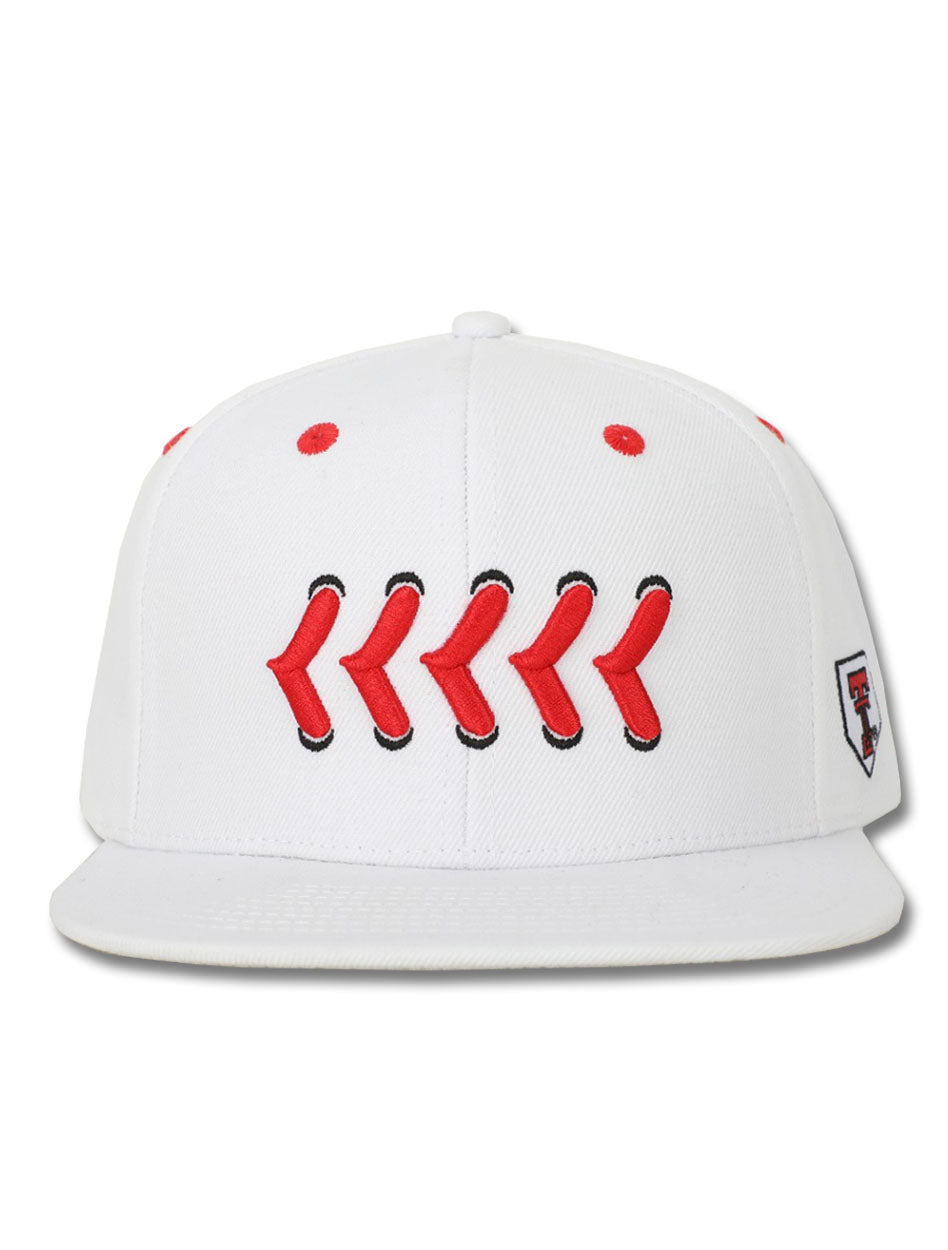 Texas Tech "Stitches" Baseball White Snapback Cap