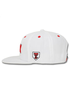 Texas Tech "Stitches" Baseball White Snapback Cap