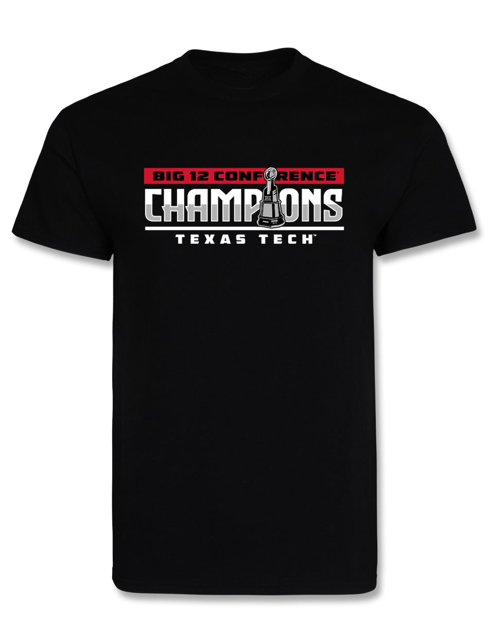 Texas Tech Big 12 CHAMPS - T-Shirt - Winner Win Trophy - BLACK