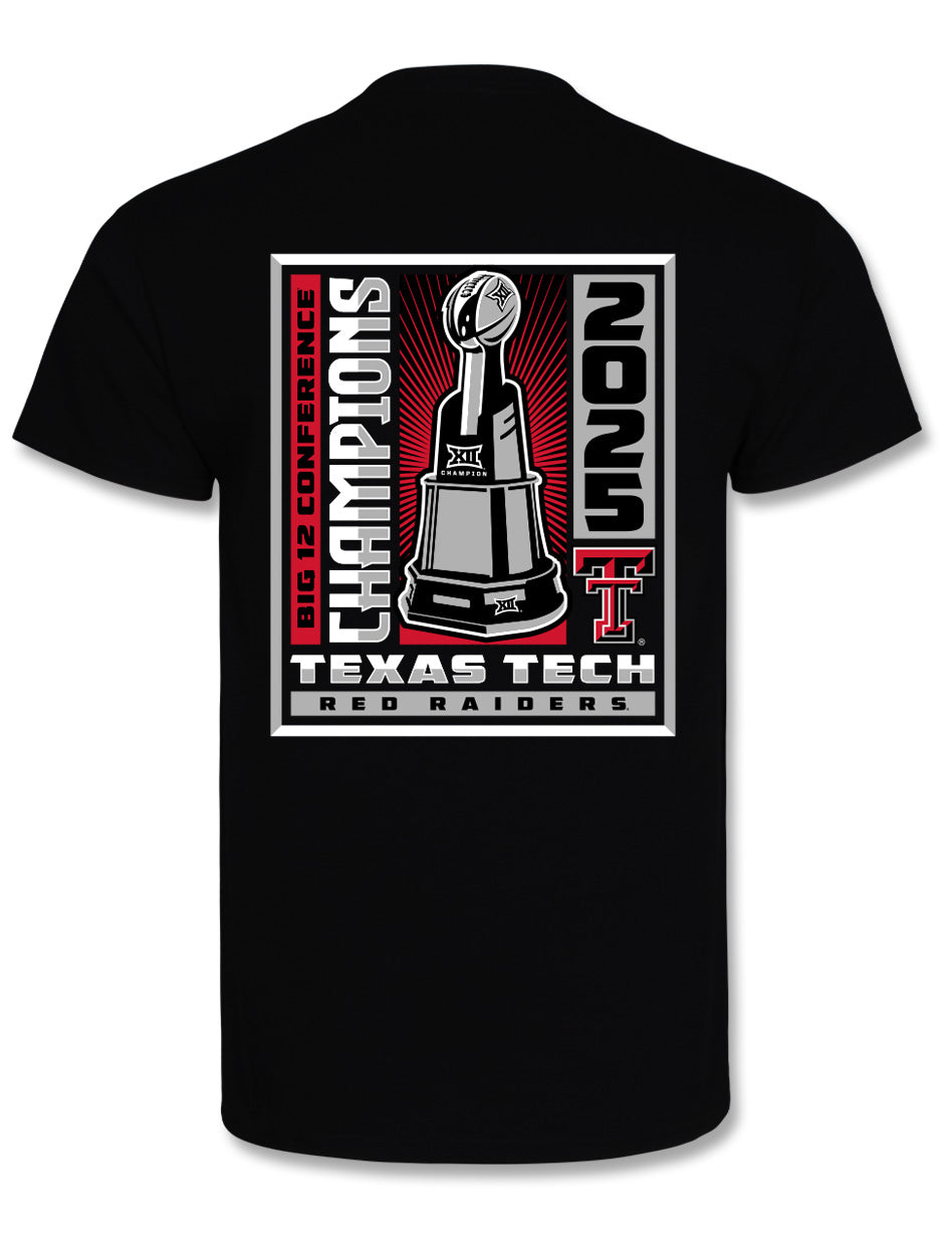 Texas Tech Big 12 CHAMPS - T-Shirt - Winner Win Trophy - BLACK