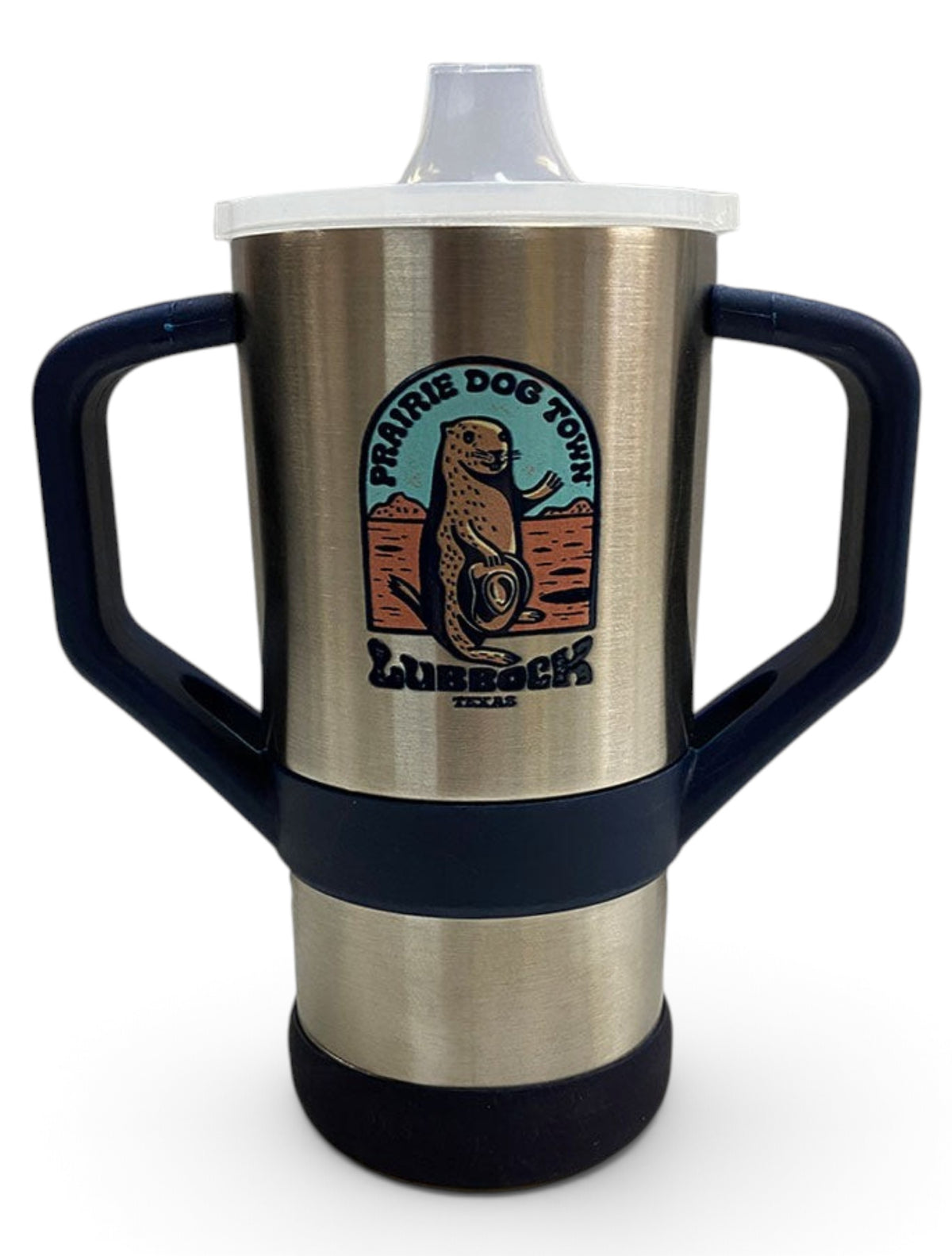 World Famous Prairie Dog Town® "Howdy Dog" Double Walled 8 oz Sippy Cup – Front view