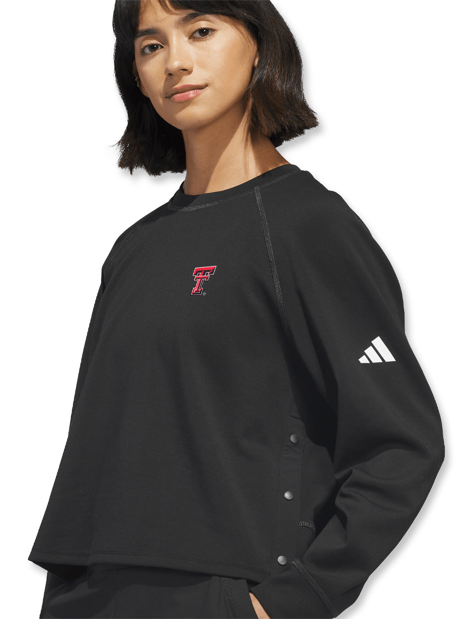 Adidas Texas Tech Golf Women's "Beyond The Course" Side-Snap Crew Sweatshirt