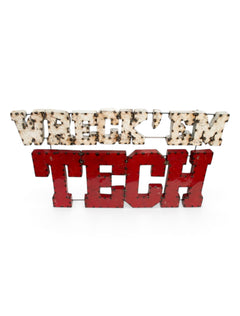 Wreck 'Em Tech Stacked Rustic Metal Sign – Detail