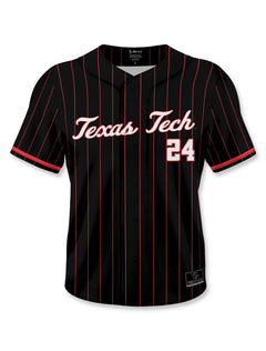 YOUTH Texas Tech "Canady 24" Softball Black Pinstripe Jersey