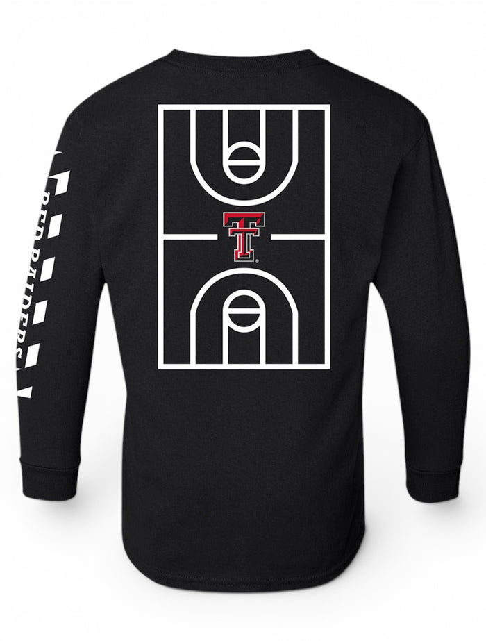 YOUTH Texas Tech Red Raiders "Court in Session" 2020 Basketball Black Long sleeve T-Shirt – Front view