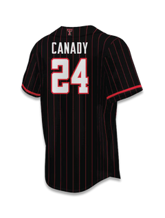 YOUTH Texas Tech "Canady 24" Softball Black Pinstripe Jersey