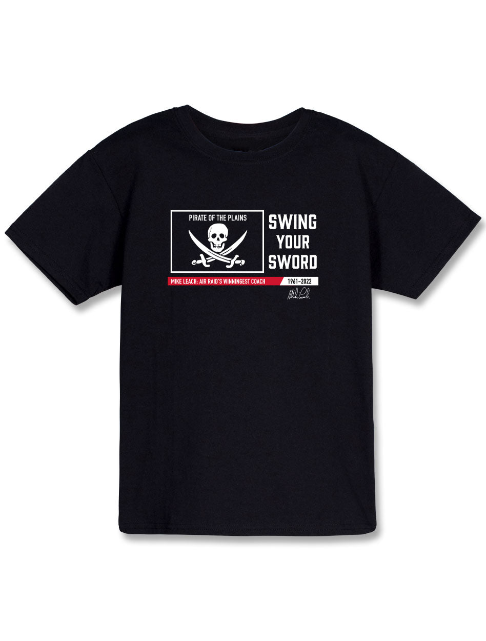 YOUTH 2023 Mike Leach Signature "Swing Your Sword" Black T-Shirt