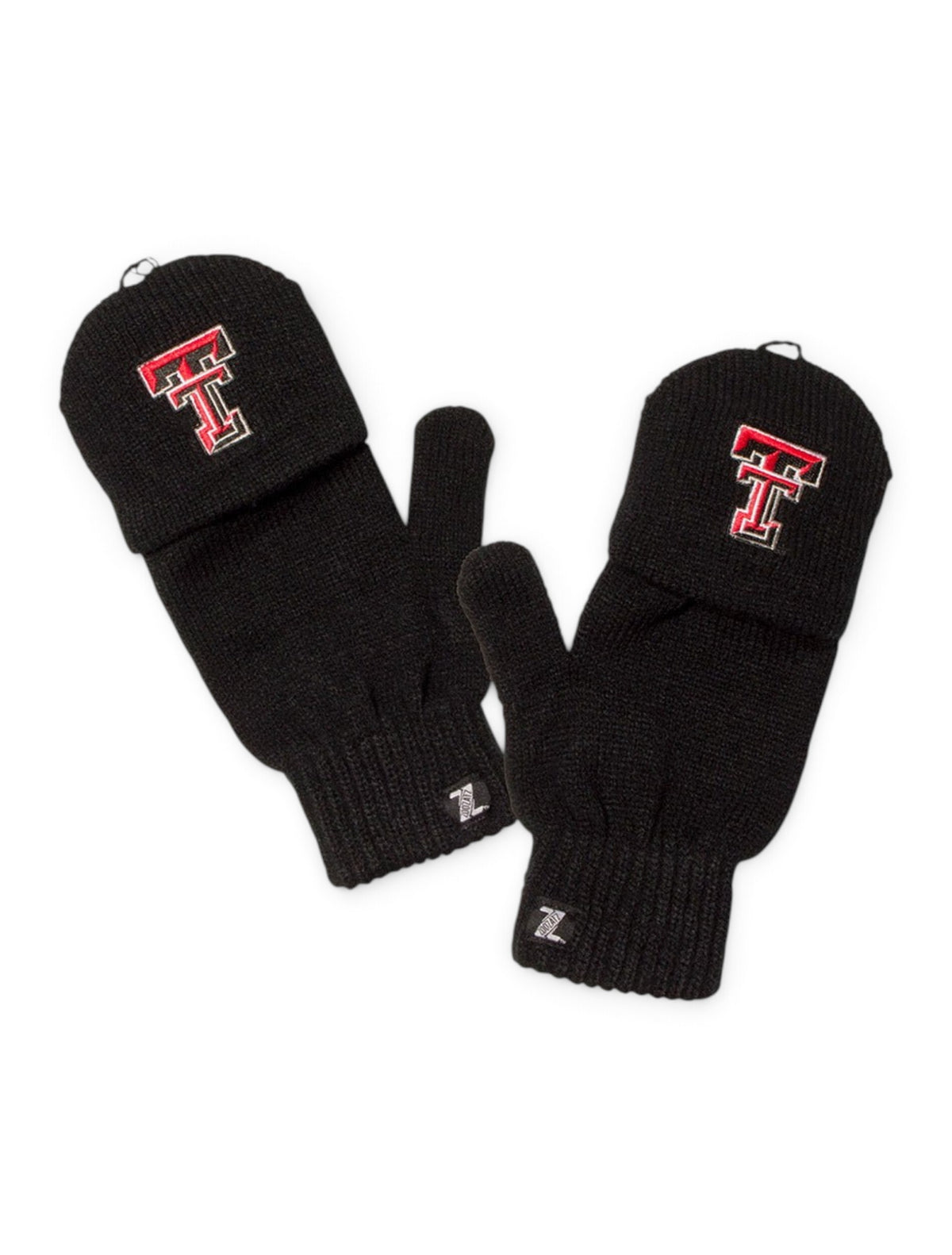 ZooZatz Texas Tech Double T on Black Fingerless Flip Mittens – On model