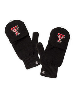 ZooZatz Texas Tech Double T on Black Fingerless Flip Mittens – On model