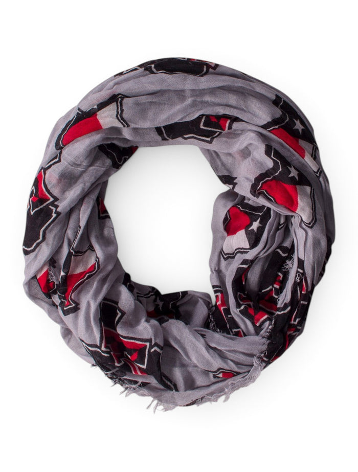 ZooZatz Texas Tech Lone Star Pride Grey Infinity Scarf – Front view