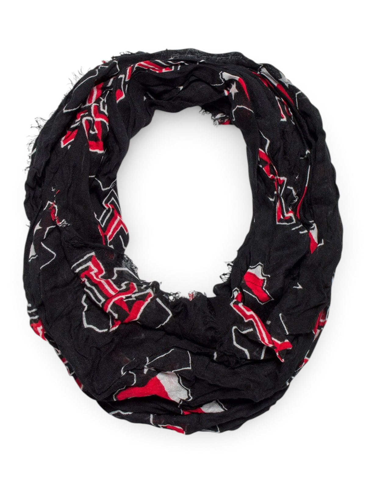 ZooZatz Texas Tech Repeating Lone Star Pride Infinity Scarf – Black front view