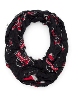 ZooZatz Texas Tech Repeating Lone Star Pride Infinity Scarf – Black front view