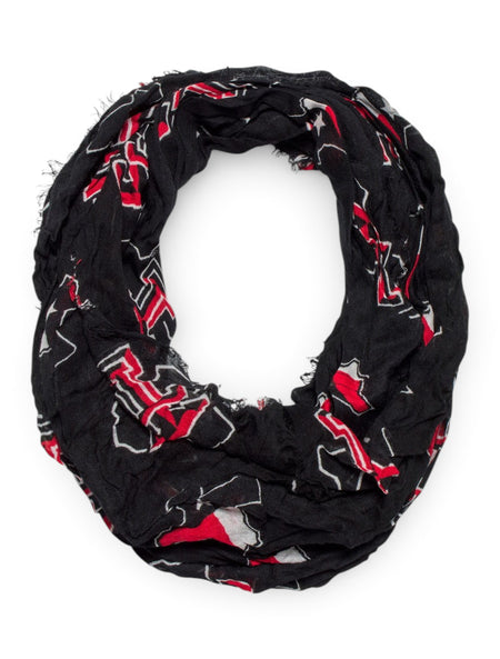 ZooZatz Texas Tech Repeating Lone Star Pride Infinity Scarf – Black front view