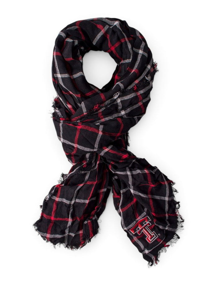 ZooZatz Texas Tech Window Pane Plaid Black Scarf – Front view
