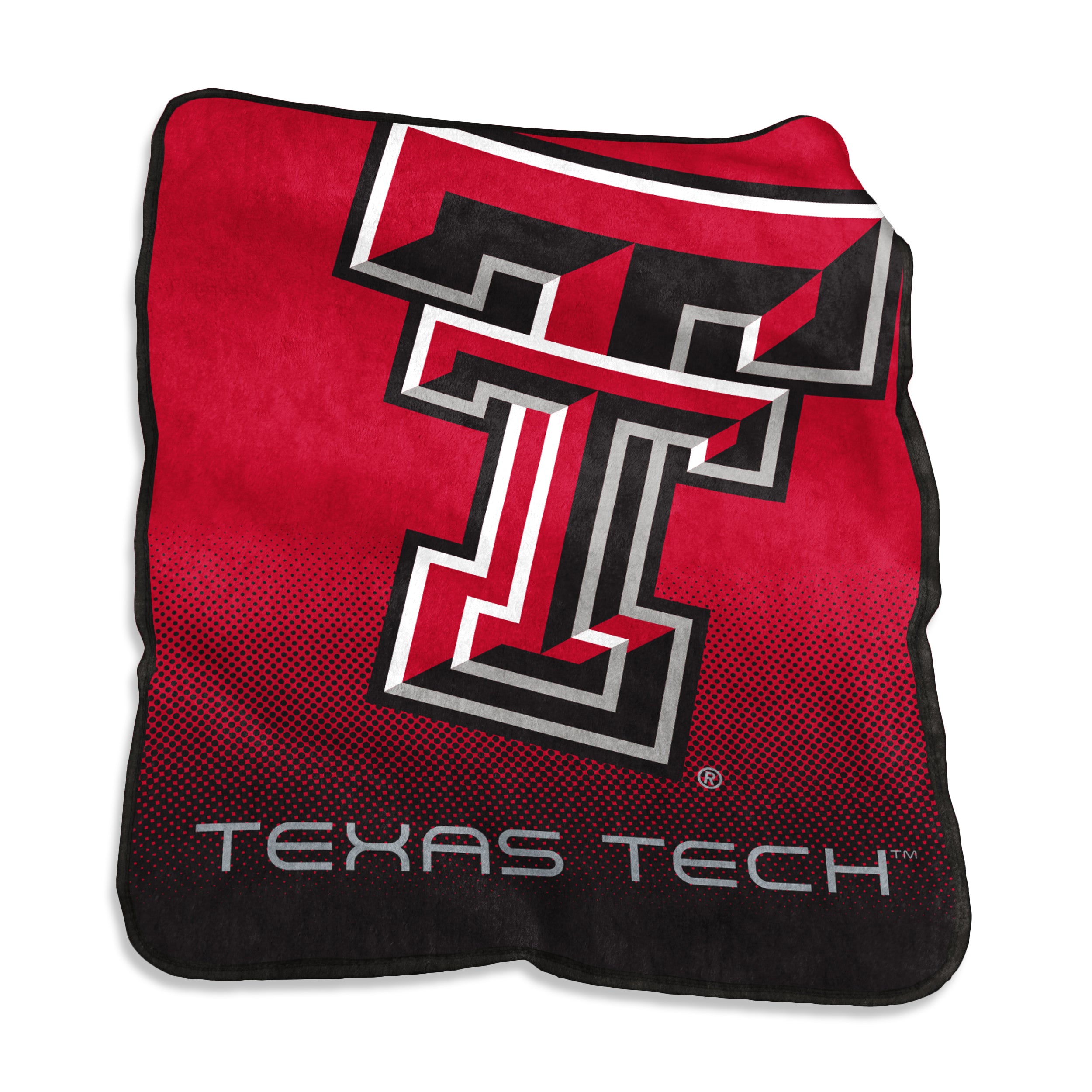 Logo Texas Tech Double T on Red & Black Starburst Raschel Throw