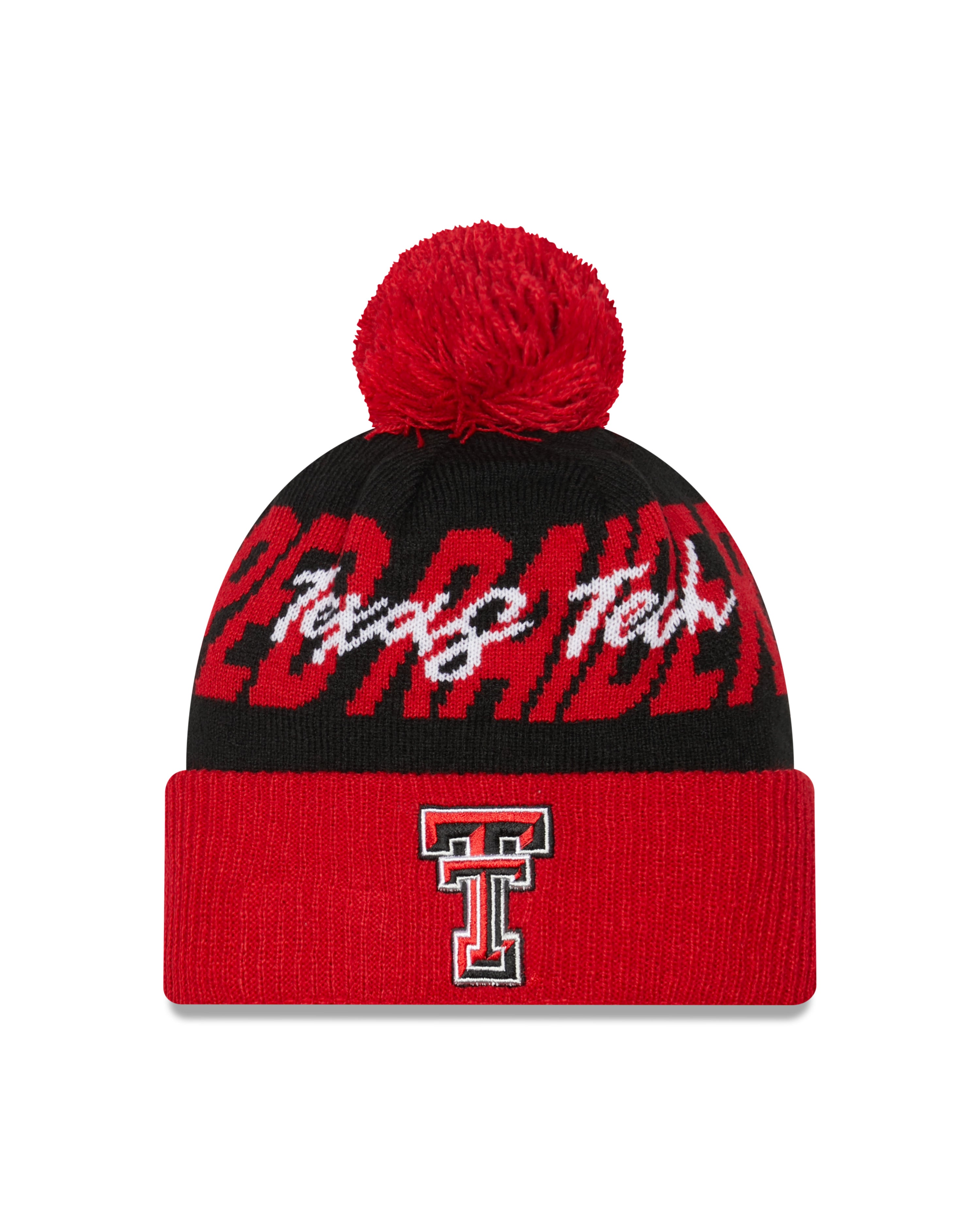 New Era Texas Tech "Confident" Fleece Lined Cuffed Beanie w/ Pom
