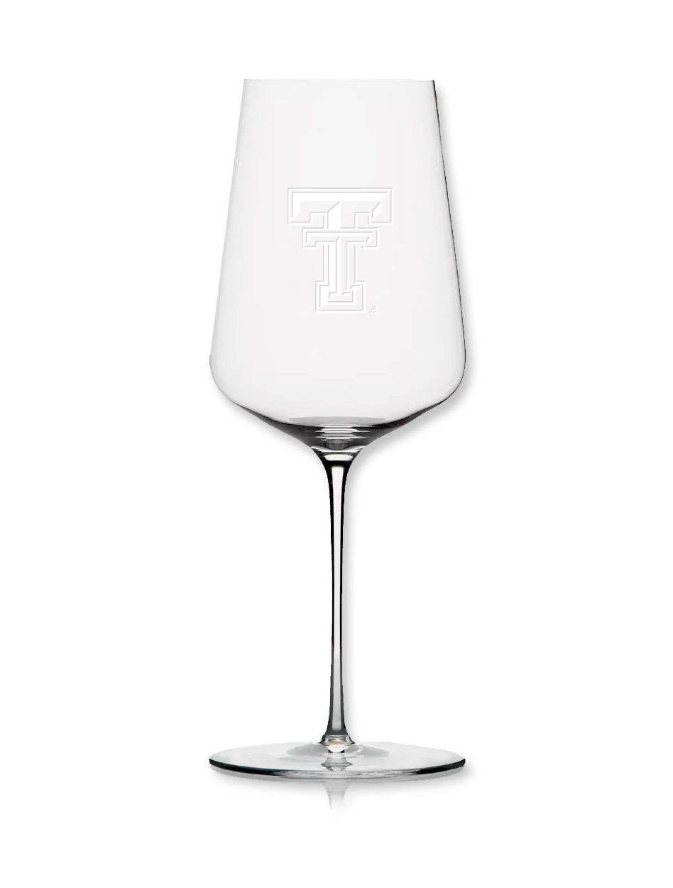 Texas Tech Etched Double T Sheer Rim Wine Glass